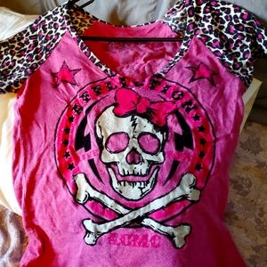 ♡♡SEXY **AFFLICTION** pink/cheetah shirt